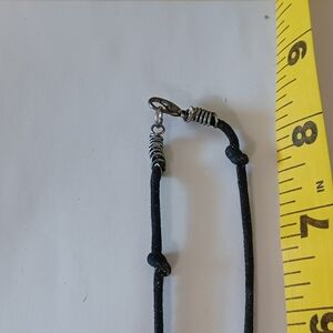 Black Cord Necklace with Silver Accents